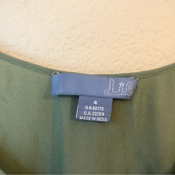 Anthropologie Laced With Grace Sage Green Silk Chiffon Dress Size 6 - Picture 2 of 7